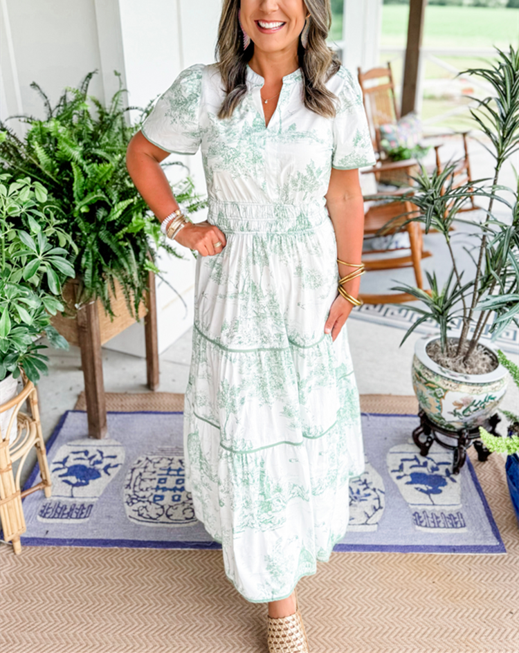 Women’s Classic Toile Tiered Maxi Dress