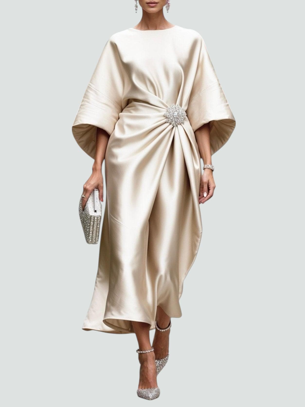 Women's Elegant Long Dress | Batwing Sleeve