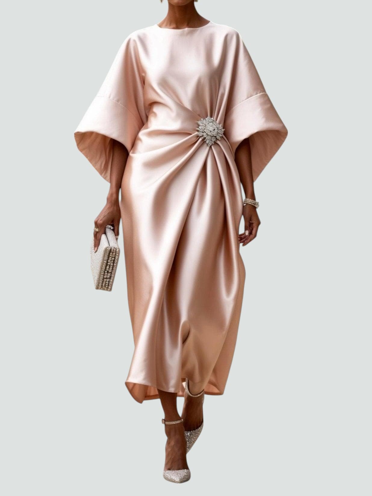 Women's Elegant Long Dress | Batwing Sleeve