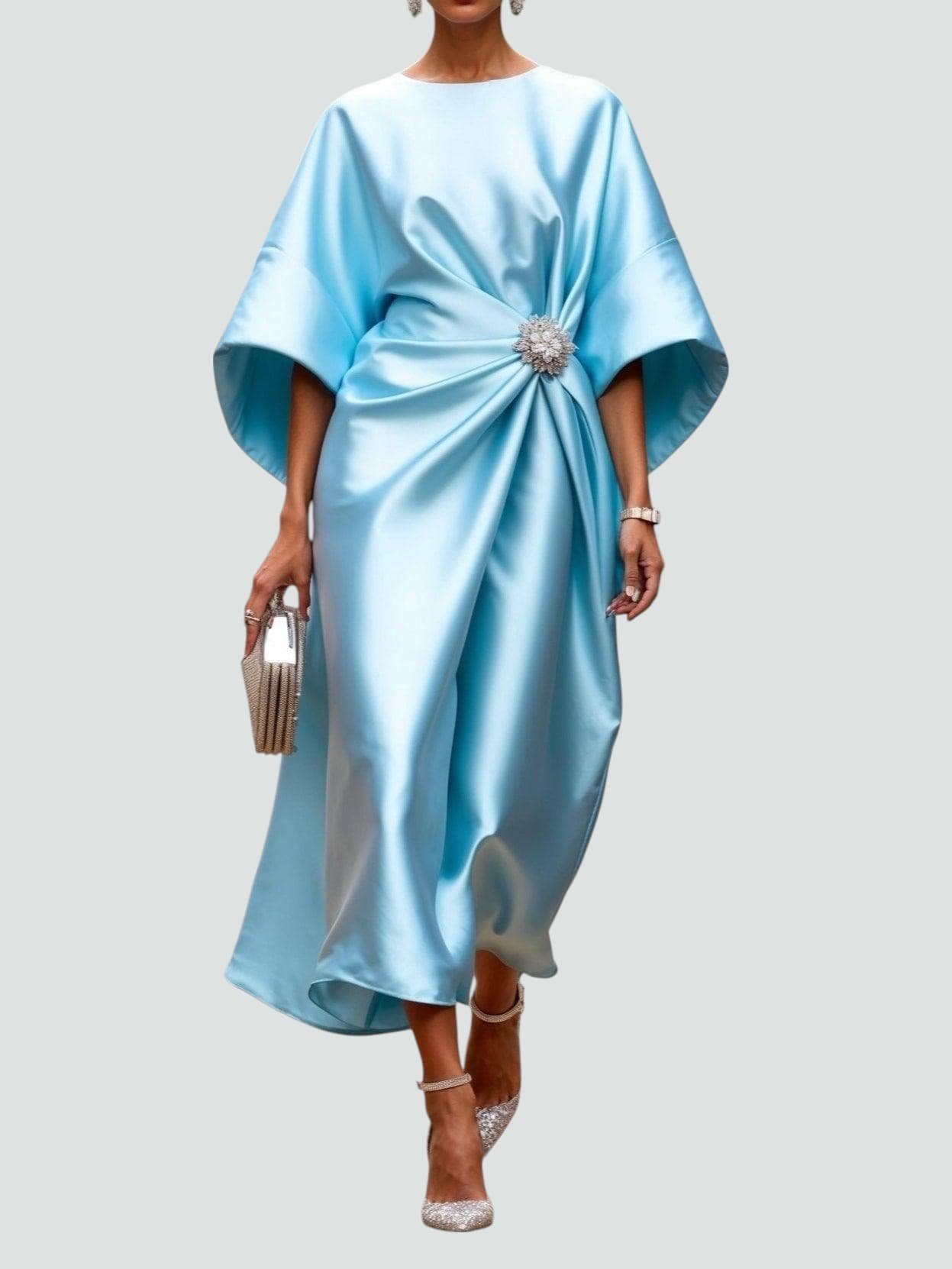 Women's Elegant Long Dress | Batwing Sleeve