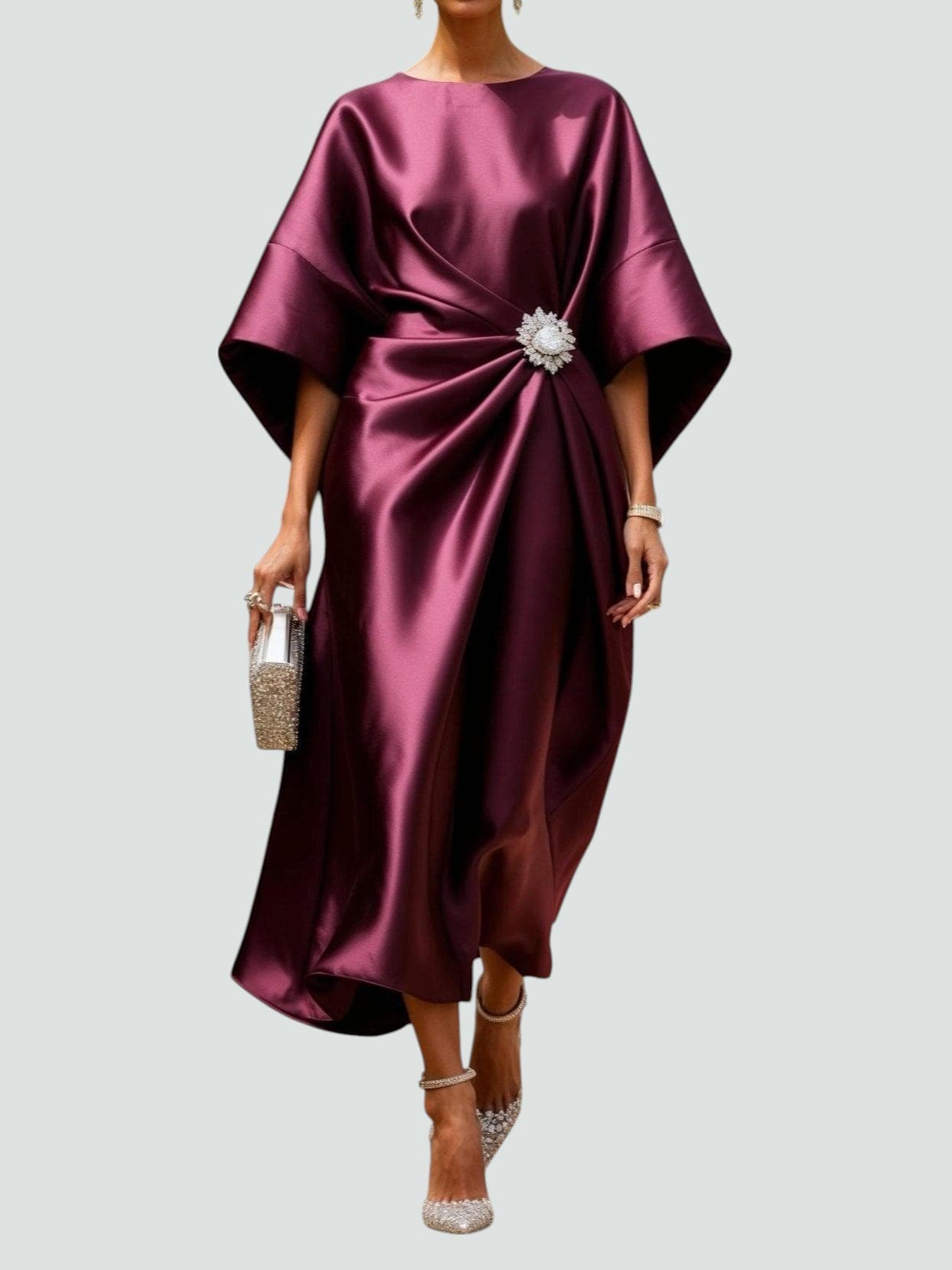 Women's Elegant Long Dress | Batwing Sleeve