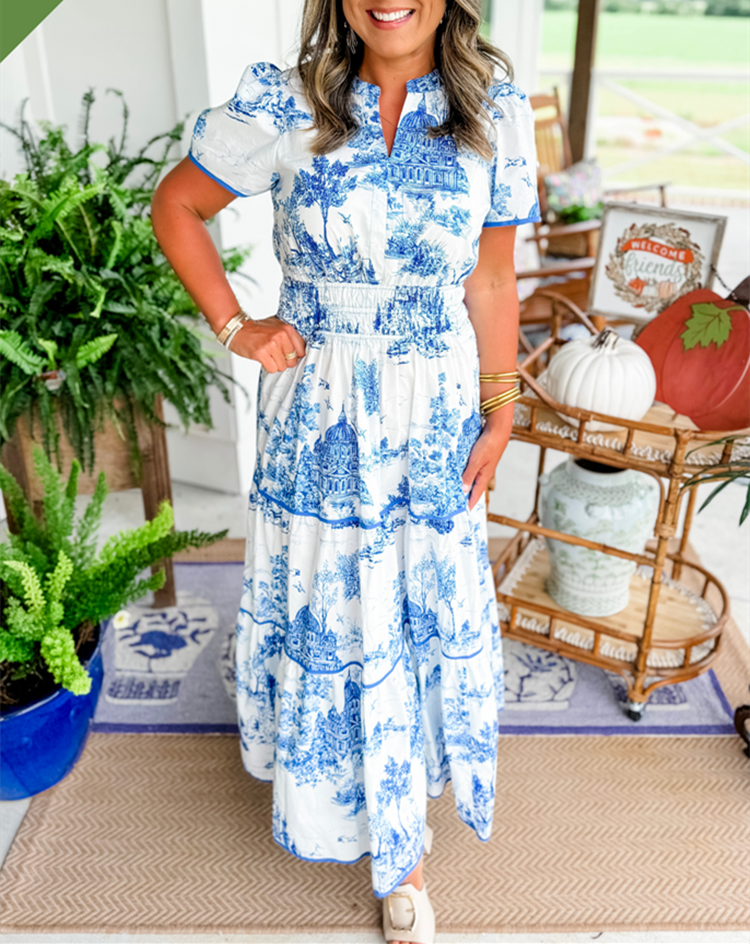 Women’s Classic Toile Tiered Maxi Dress