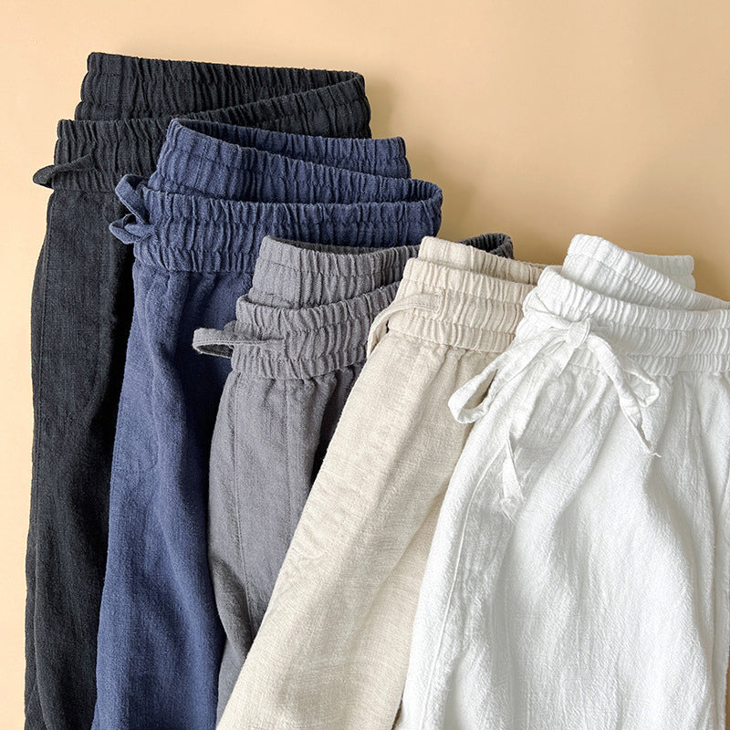 Comfortable Linen Trousers Elastic Waist Drawstring