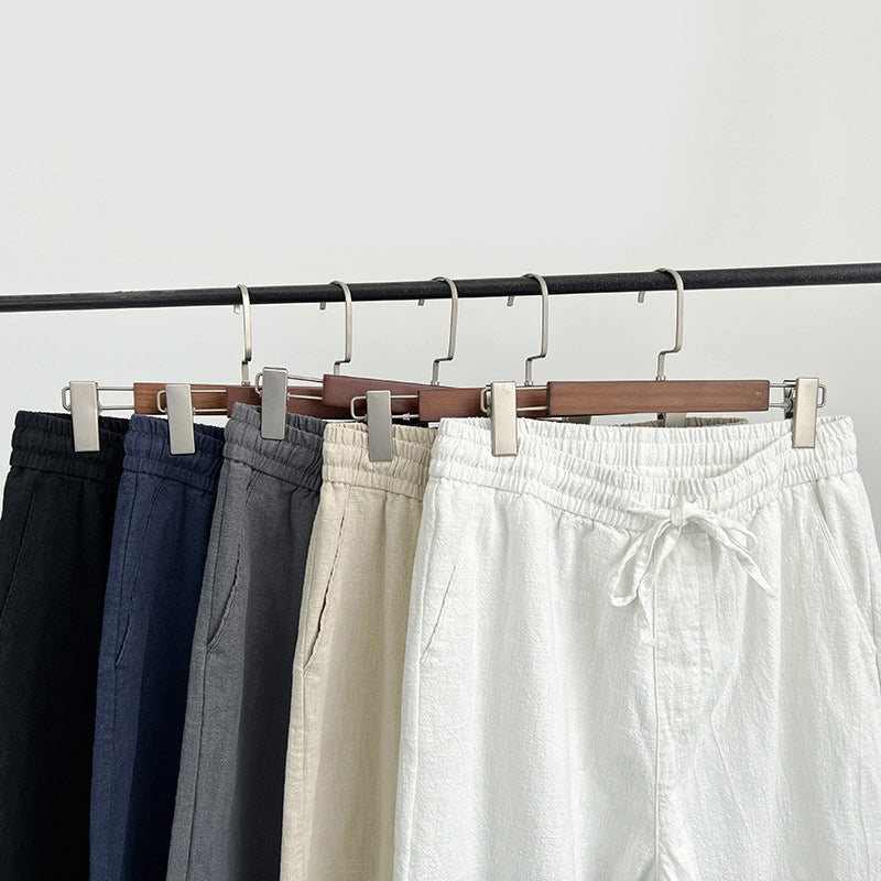 Comfortable Linen Trousers Elastic Waist Drawstring