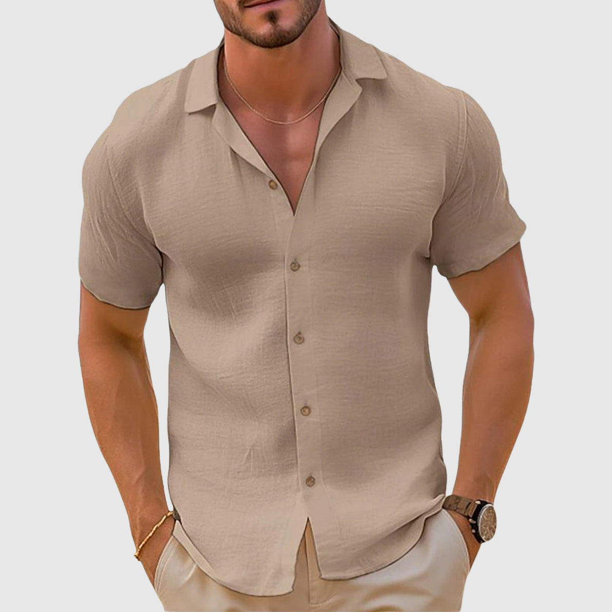 Men’s Premium Shirt Short Sleeve Open Collar