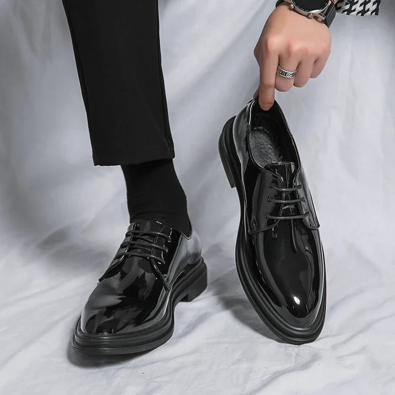 Men's Patent Lace Up Derby Shoes