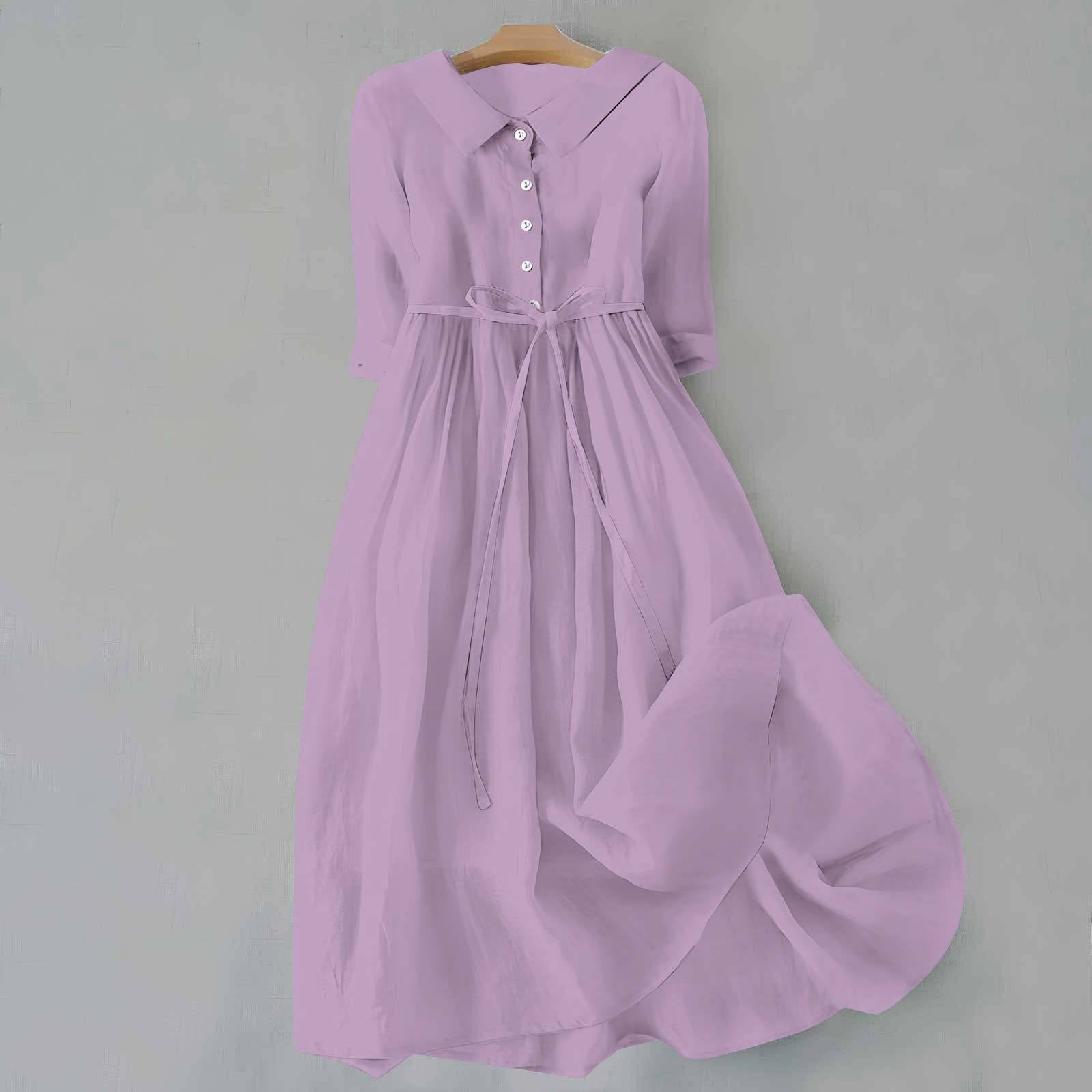 Women's Casual Midi Dress | Tie Waist