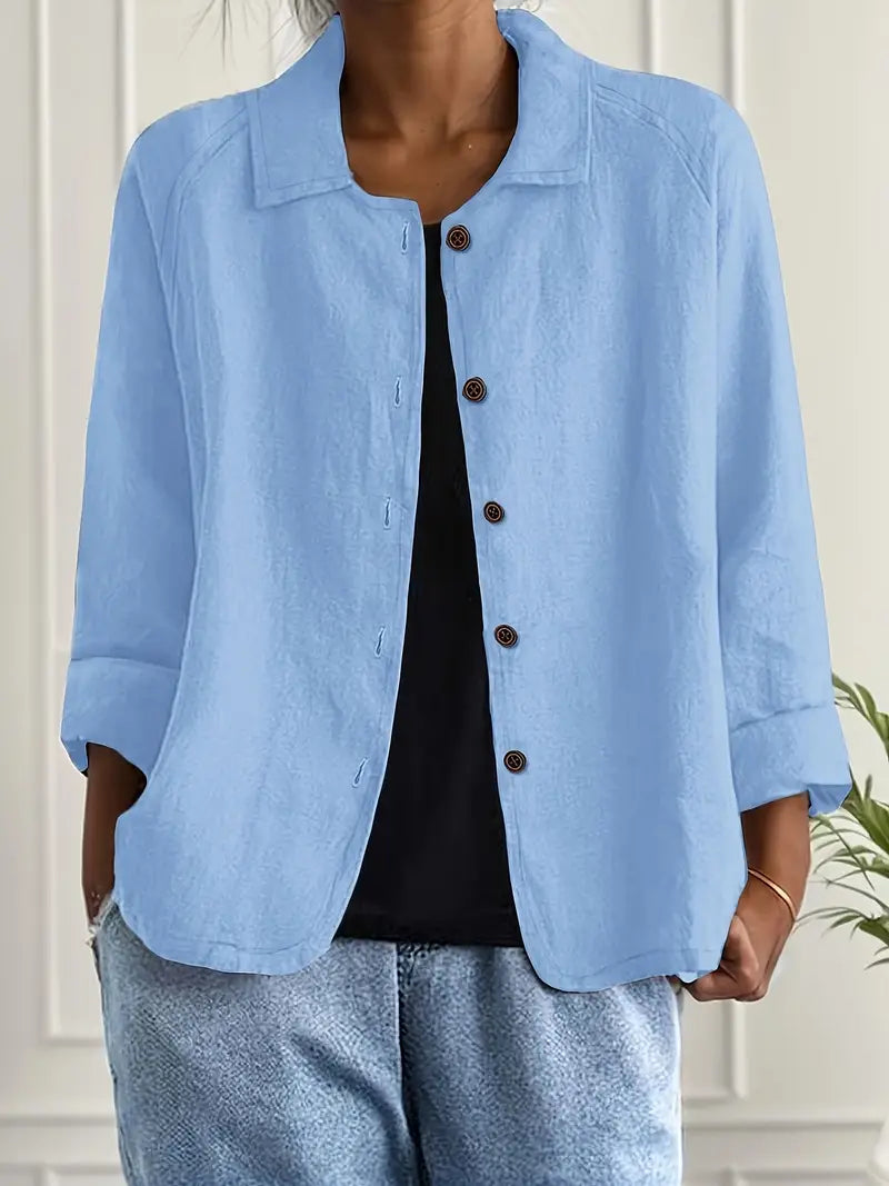 Women's Light Button Front Top | 3/4 Sleeve