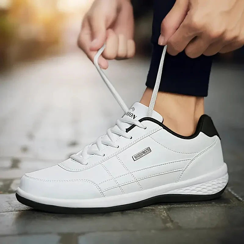 Low Top Lace Up Leather Trainers
