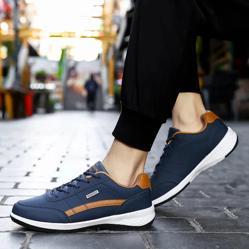 Low Top Lace Up Leather Trainers