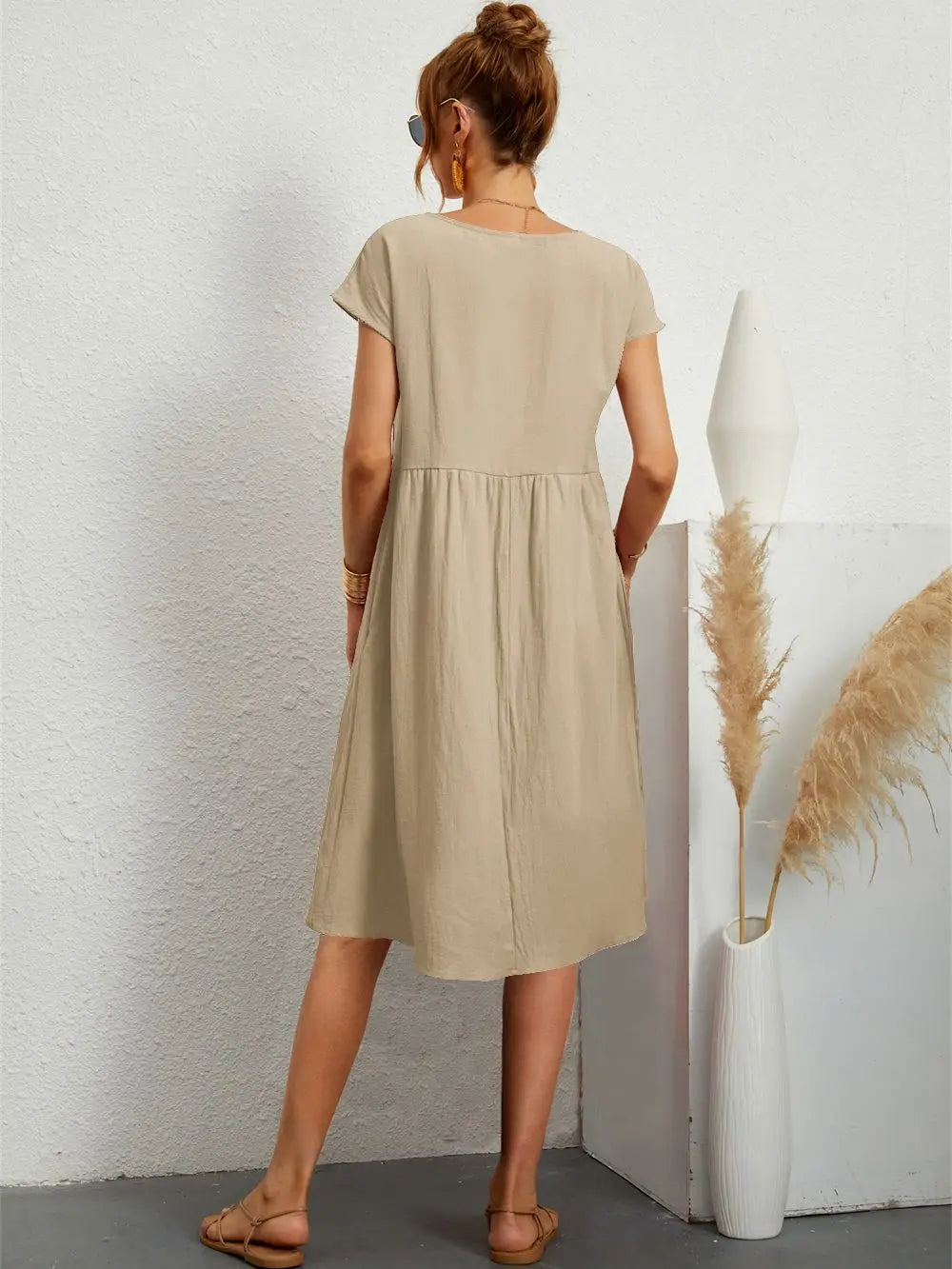 Casual Short Sleeve Pocket Dress for Women
