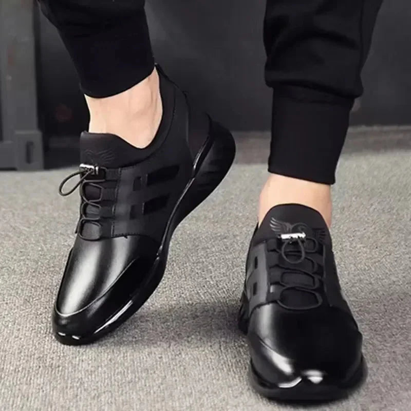 Leather Lace-Up Low Top Trainers