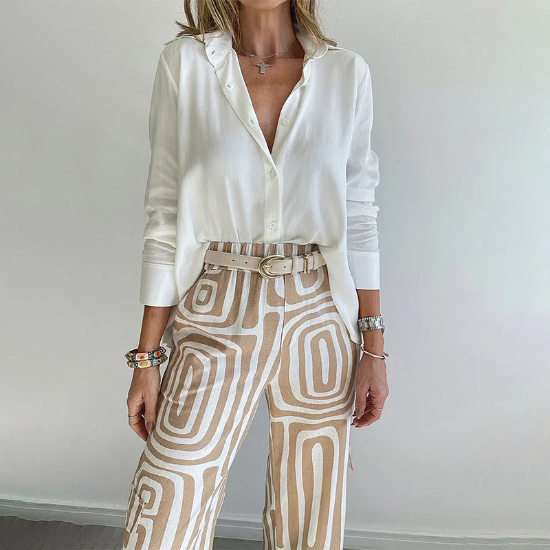 Elegant Two-Piece Set | Wide Leg Printed