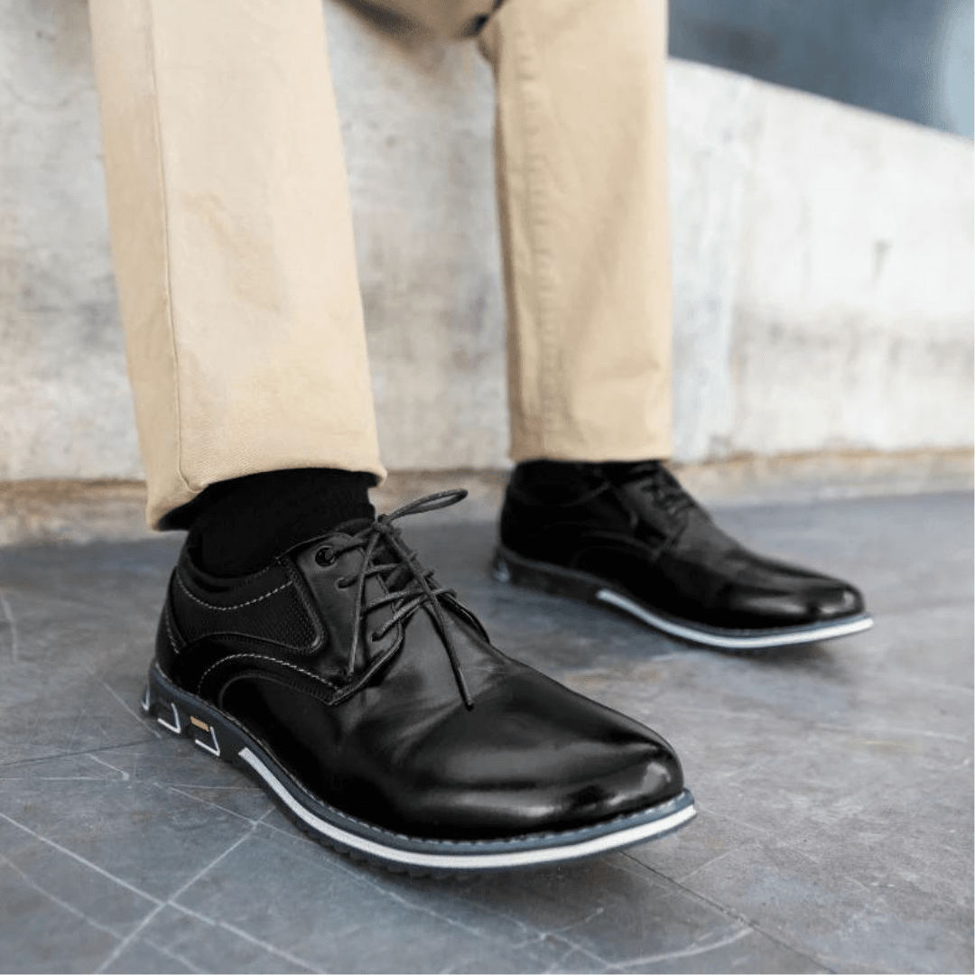 Oxford Leather Lace-Up Low-Top Shoes