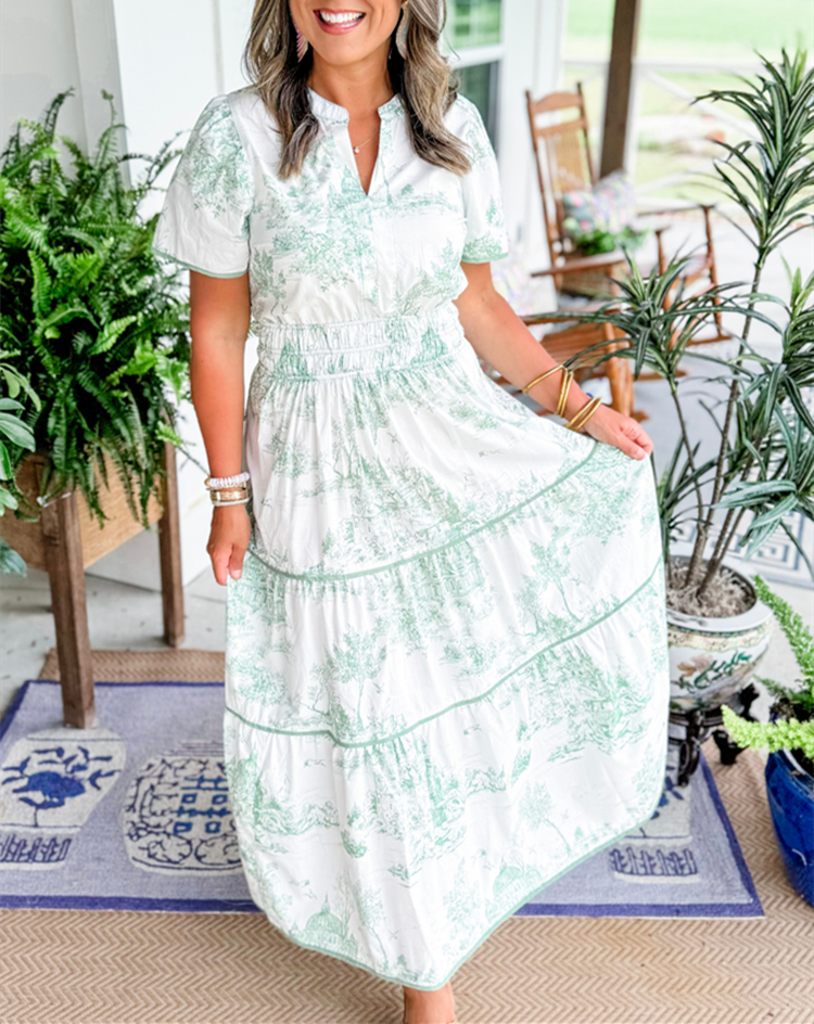 Women’s Classic Toile Tiered Maxi Dress