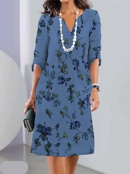 Floral Print Double Tunic Dress for Women