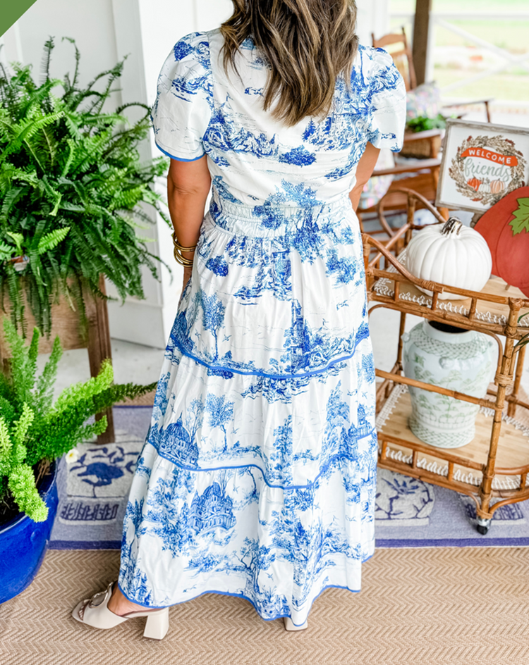 Women’s Classic Toile Tiered Maxi Dress