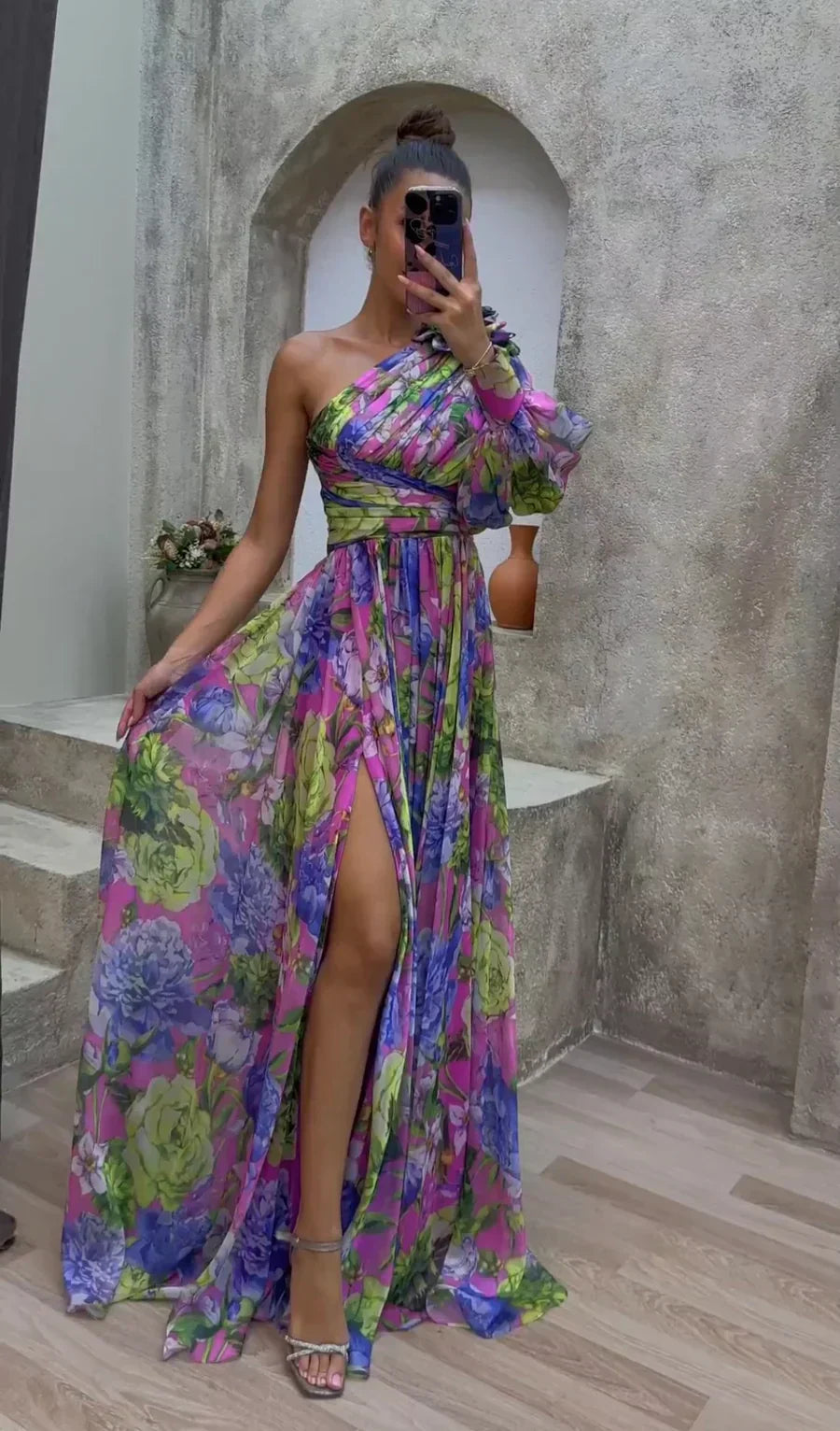 Women's One Shoulder Maxi Dress | Elegant Flowy