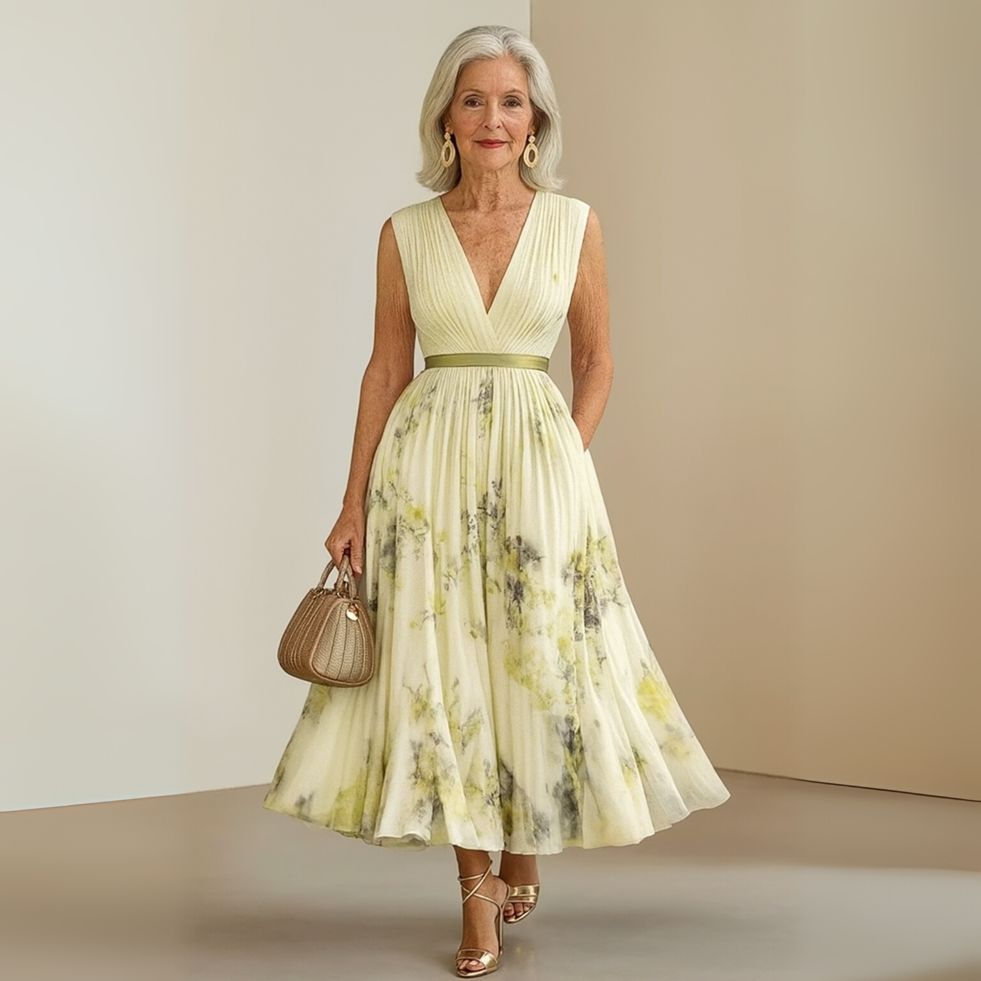 Women's Floral Midi Dress | Flowy Sleeveless