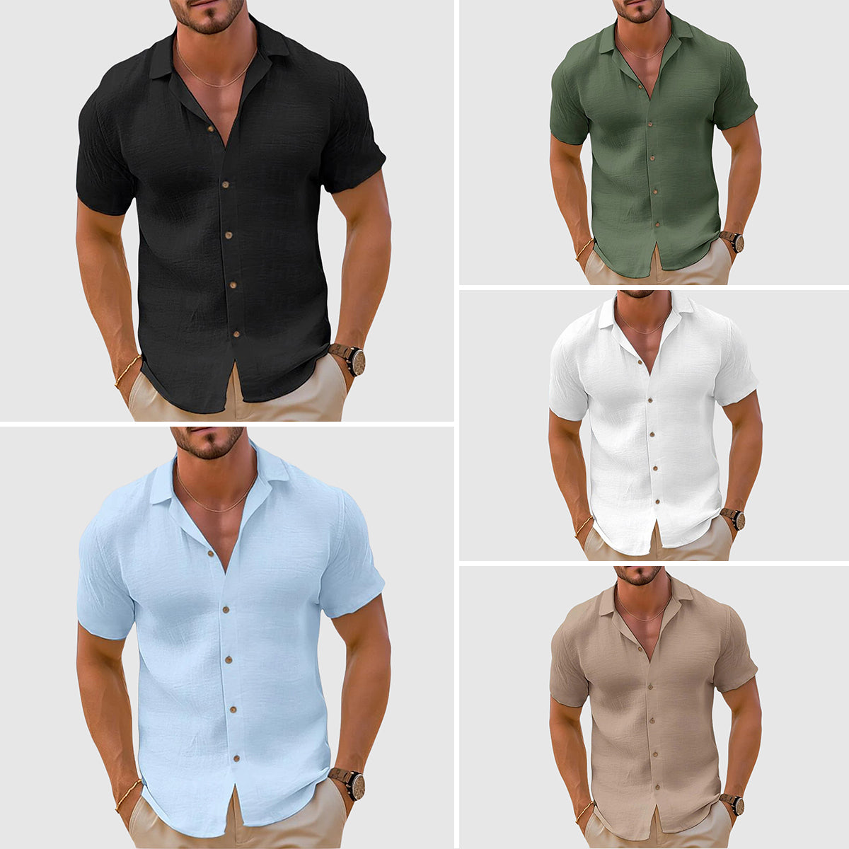 Men’s Premium Shirt Short Sleeve Open Collar