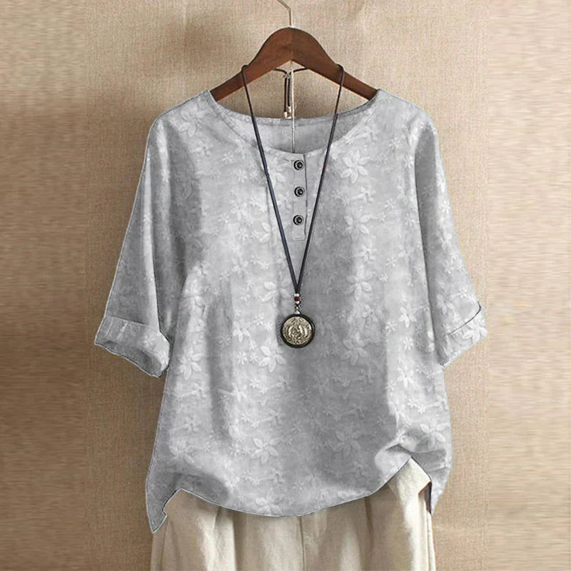 Women’s Retro Floral Blouse | Short Sleeve