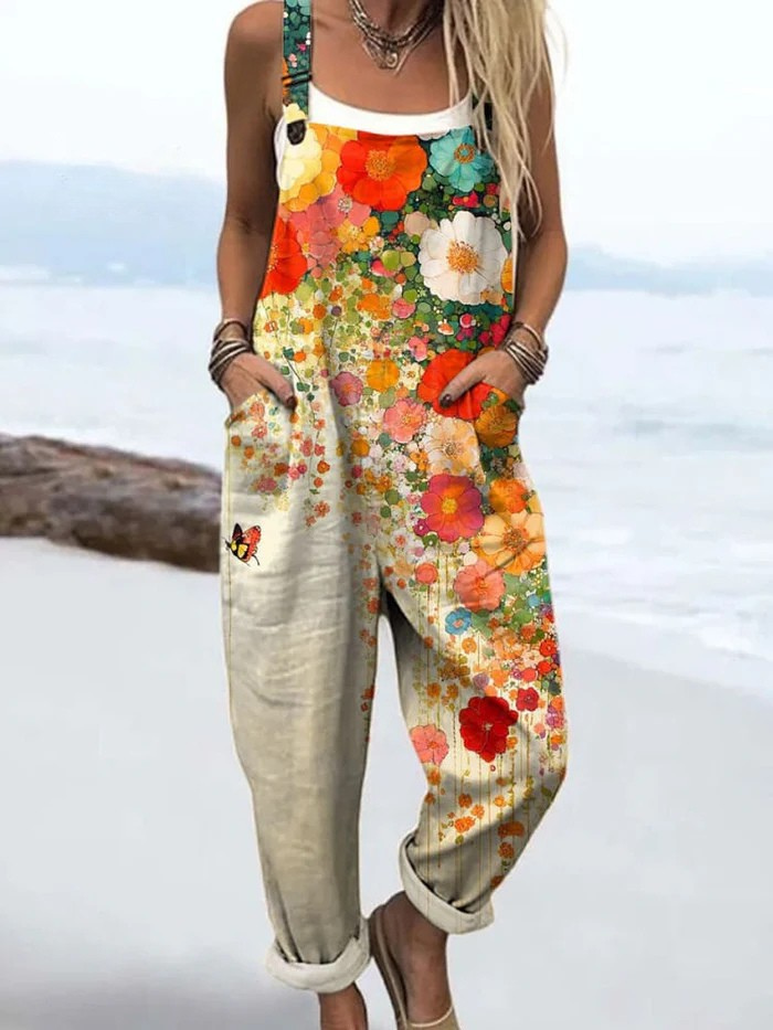 Women's Vintage Floral Jumpsuit