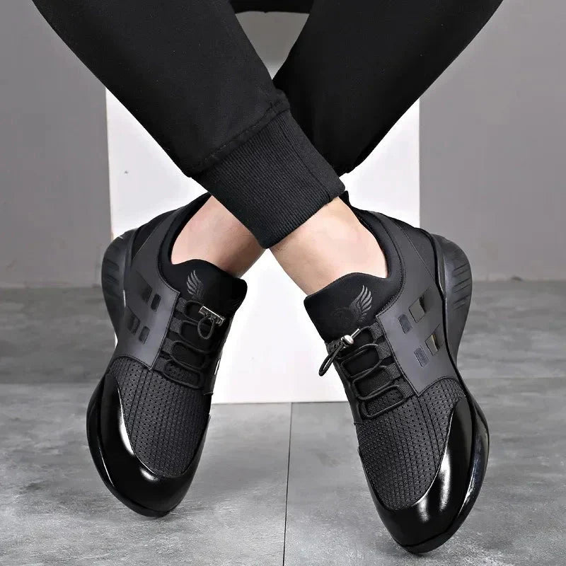 Leather Lace-Up Low Top Trainers