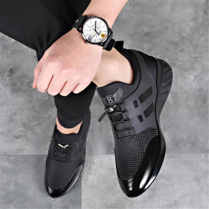Leather Lace-Up Low Top Trainers
