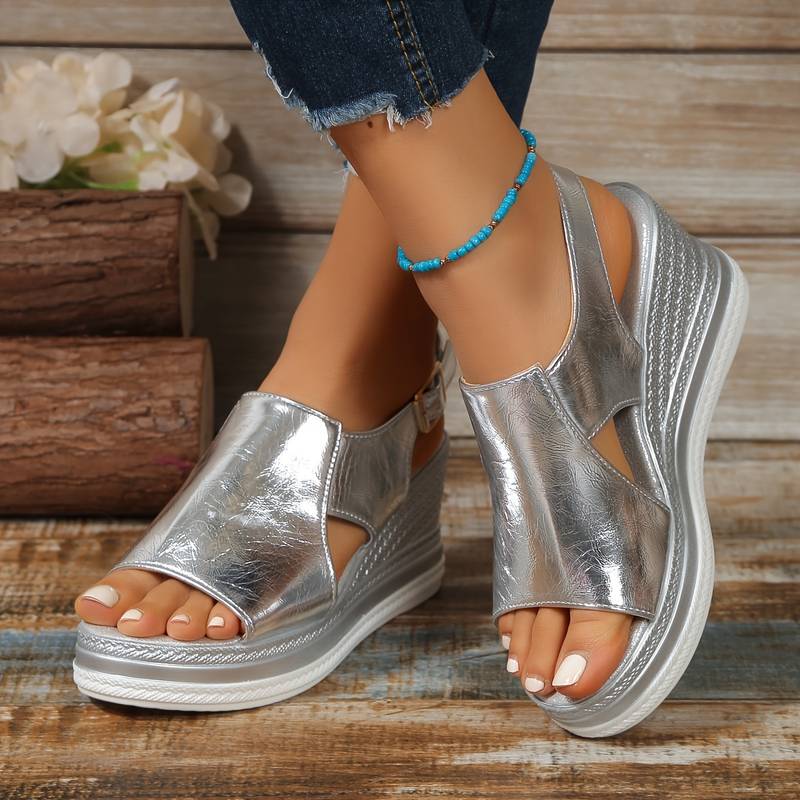 Orthopedic Wedge Sandals | Metallic Slingback