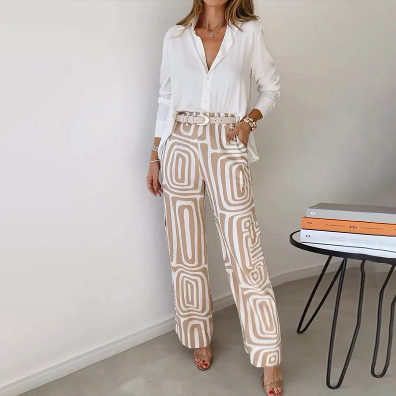 Elegant Two-Piece Set | Wide Leg Printed