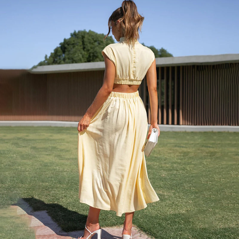 Timeless Elegance Cut-Out Midi Dress for Women