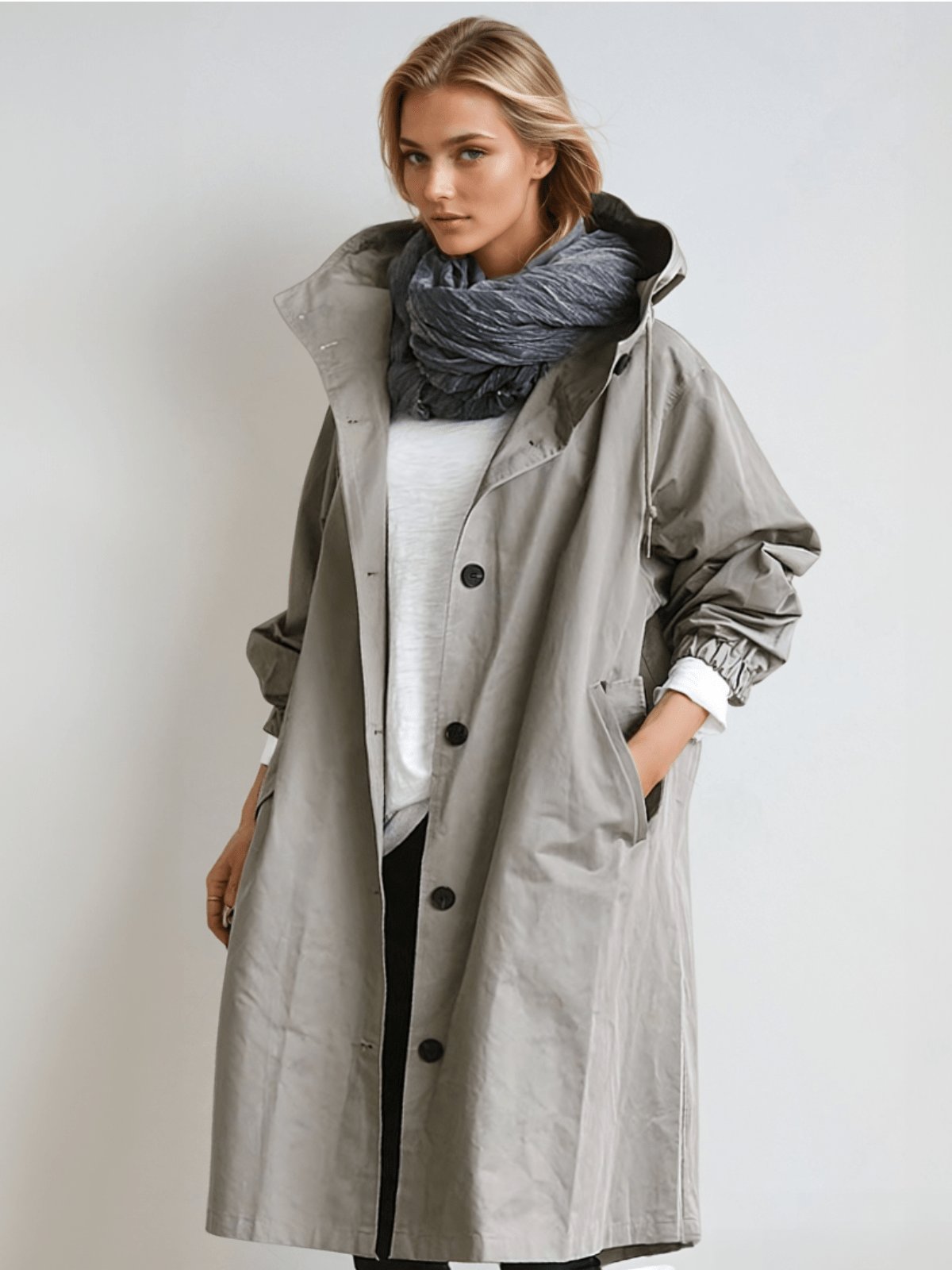 Women's Water-Repellent Trench Coat | Asymmetric Hem Everyday Detail